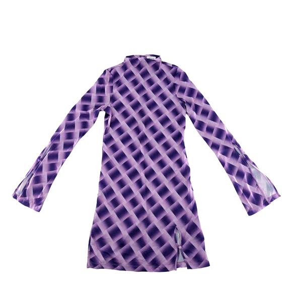 Gianni Song of Style Check Purple Jade Mini Dress S - Picture 4 of 11